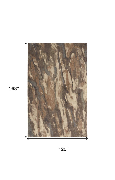 10' x 14' Wool Abstract Hand Tufted Area Rug - Green And Ivory