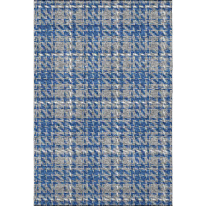 10' X 14' Plaid Washable Area Rug With UV Protection (678239) - Gray / Blue / Ivory