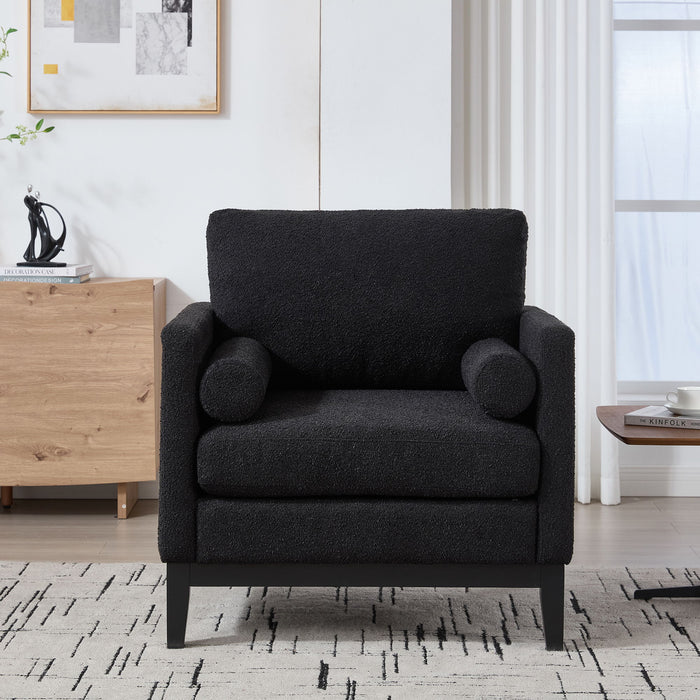 Giga wide modern farmhouse performance accent arm chair with wood legs and sturdy base, stylish and comfortable for living spaces.