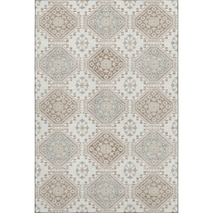 10' X 14' Floral Washable Area Rug With UV Protection (693732) - Ivory / Brown / Gray