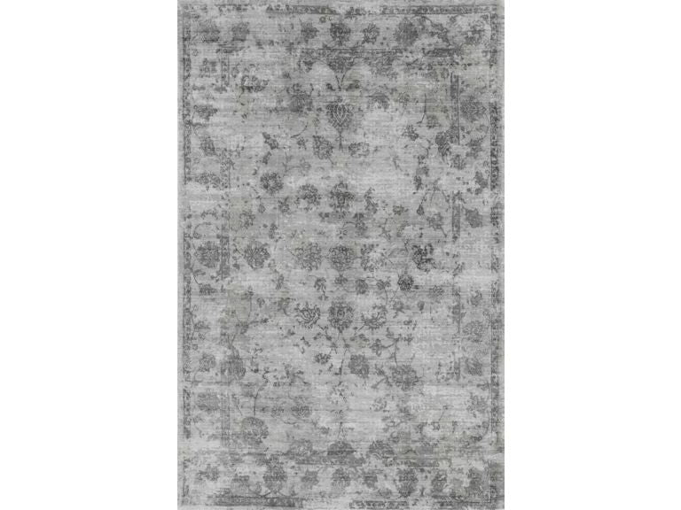 9' x 13' Floral Vines Hand Loomed Distressed Area Rug - Gray