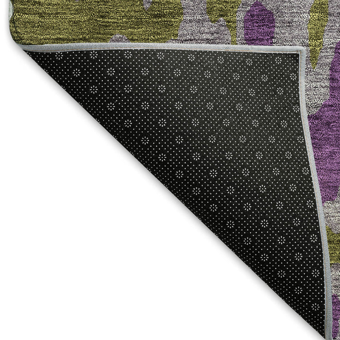 10' X 14' Abstract Washable Area Rug With UV Protection (675858) - Olive Green / Purple / Ivory