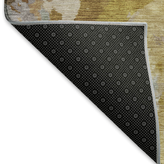 10' X 14' Abstract Washable Area Rug With UV Protection (695450) - Gold / Ivory / Gray