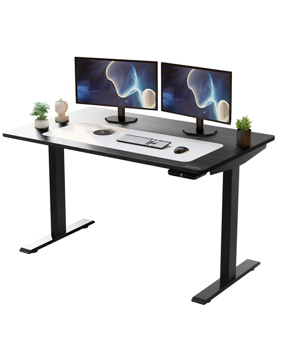 52" Bamboo Dual Motor Electric Office Adjustable Computer Desk - Black On Black