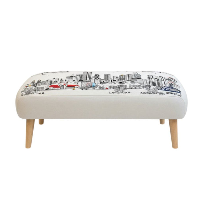Ottoman Wool 38" - Cream / Brown