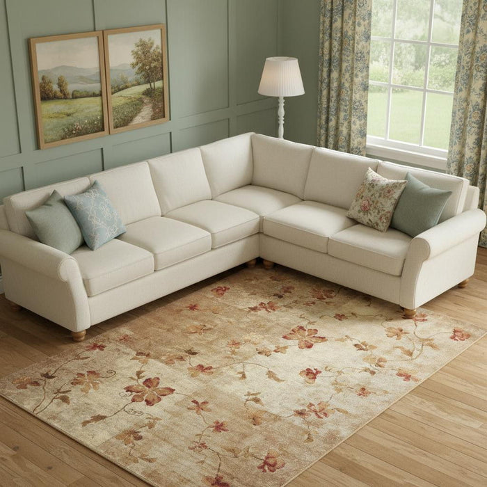 10' X 13' Floral Area Rug (551352) - Tan / Beige