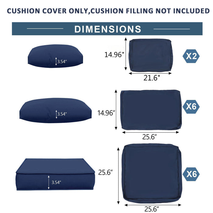 Giga outdoor deep seat cushion set for patio furniture, includes back and seat cushions for sectional replacement, weather-resistant fabric