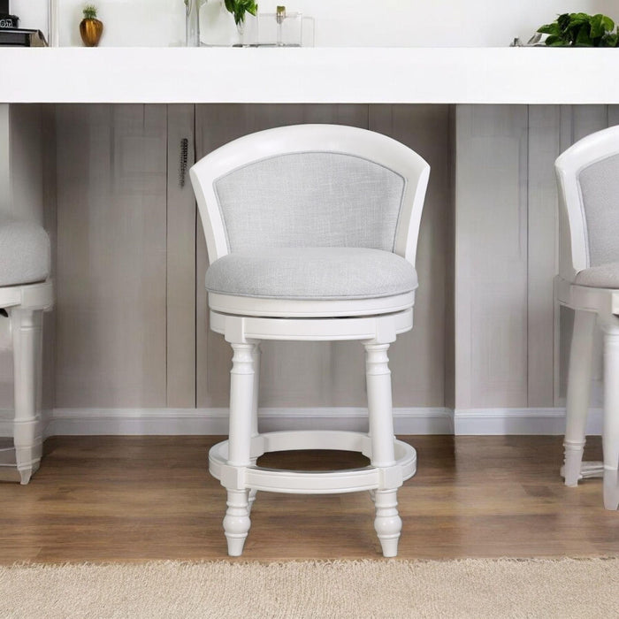 Fabric Solid Wood Low Back Counter Height Swivel Bar Chair (633107) - Gray / White