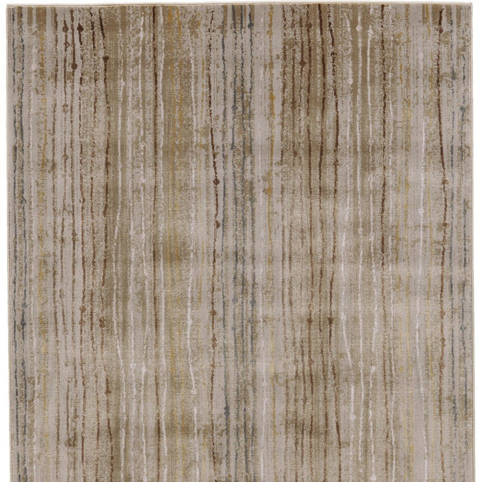 10' x 13' Striped Power Loom Area Rug - Brown And Tan