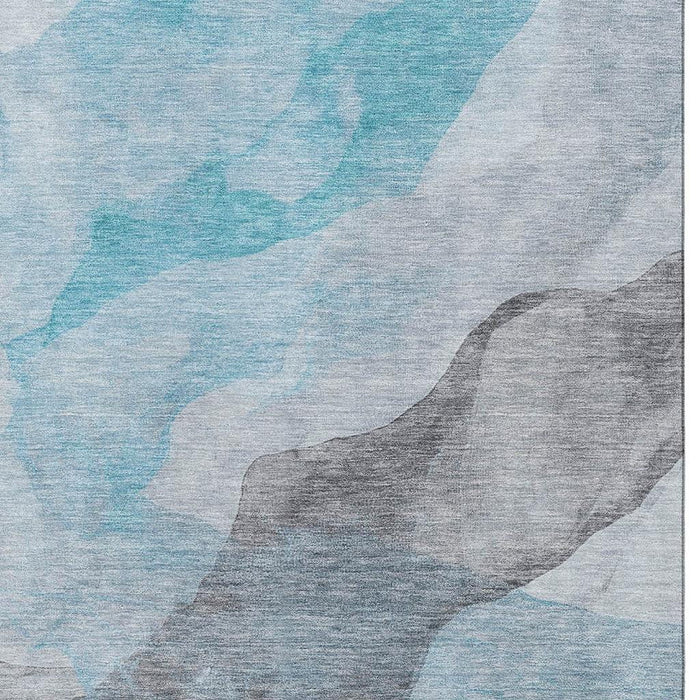 10' X 14' Abstract Washable Area Rug With UV Protection (718199) - Teal / Gray