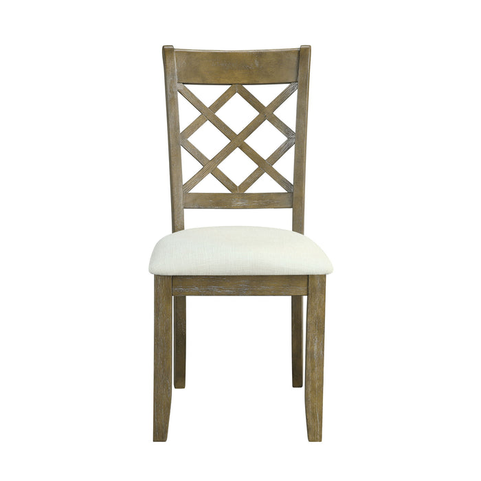 Upholstered Linen Cross Back Dining Side Chairs (Set of 2) - Beige