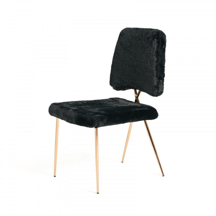 Modern Upholstered Fabric Dining Side Chairs (Set of 2) - Black
