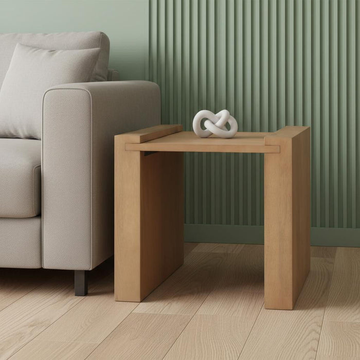 Solid Wood Square Sled End Table - Natural