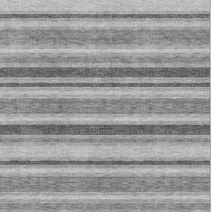 10' X 14' Striped Washable Area Rug With UV Protection (647872) - Silver / Gray