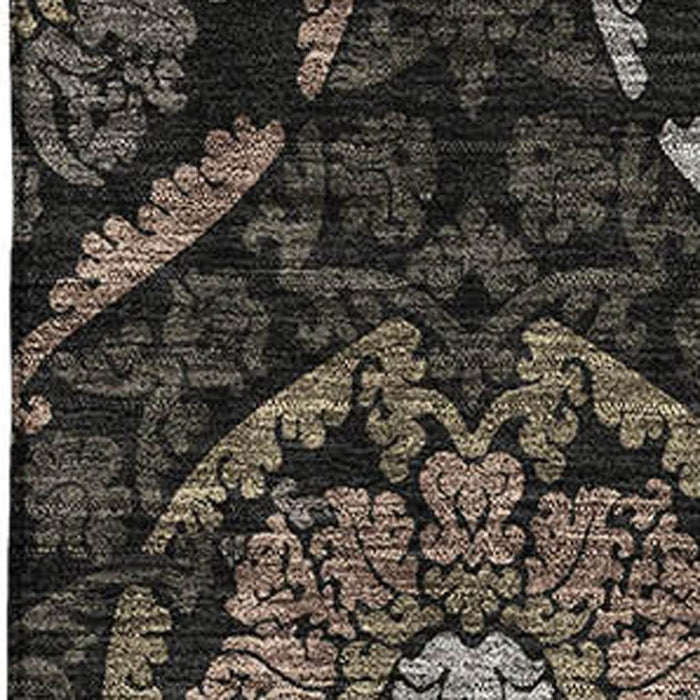 8' X 10' Medallion Washable Area Rug With UV Protection - Black / Gray