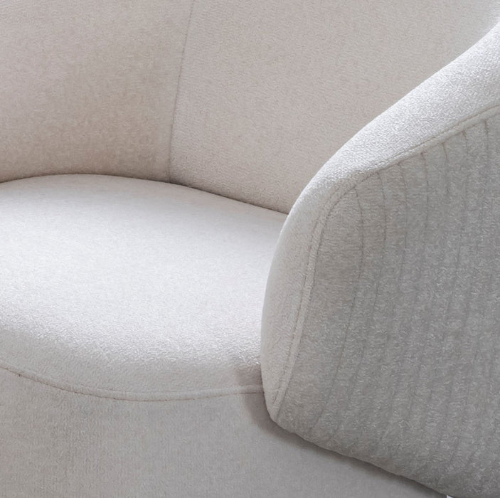 Cotton Blend Swivel Lounge Chair - White / Gold