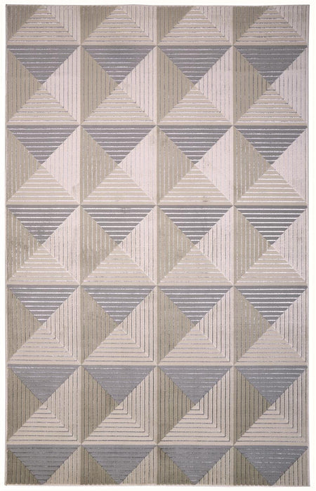 9' x 12' Geometric Area Rug - Beige Gray And Ivory