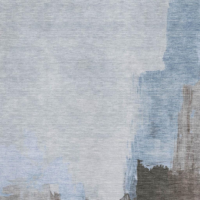 10' X 14' Abstract Washable Area Rug With UV Protection (693060) - Sky Blue / Chocolate / Taupe