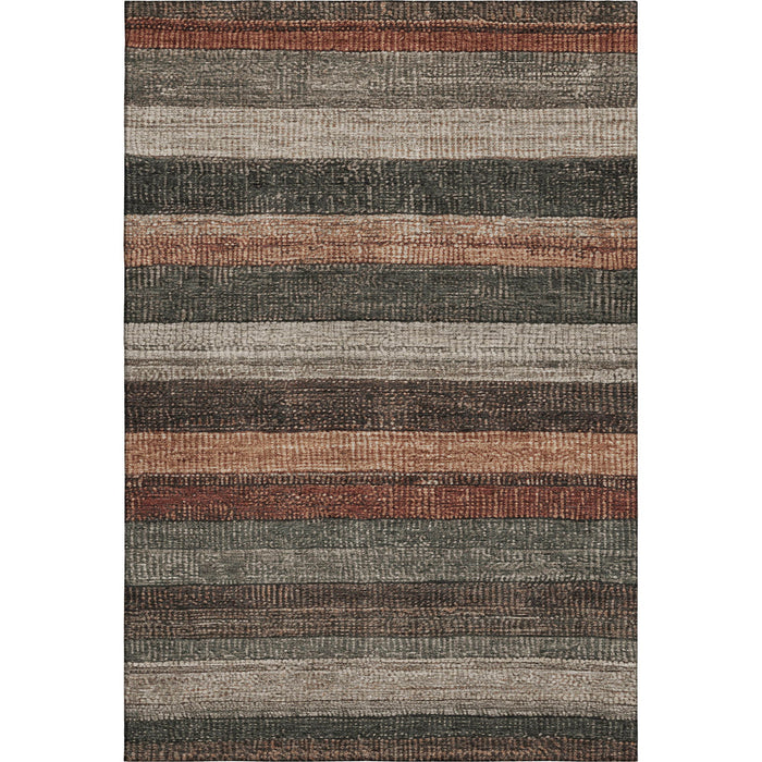 10' X 14' Striped Washable Area Rug With UV Protection (706217) - Rust / Gray / Beige