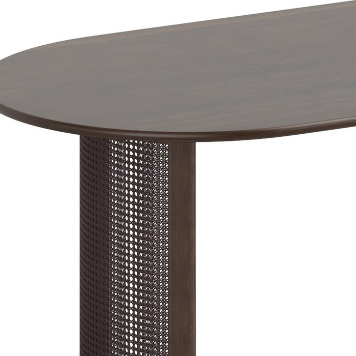 66" Solid Wood Double Pedestal Base Oval Dining Table - Brown