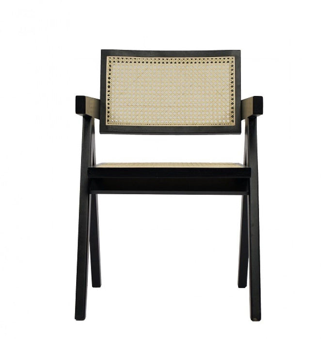 Wood Open Back Dining Arm Chair - Natural / Black