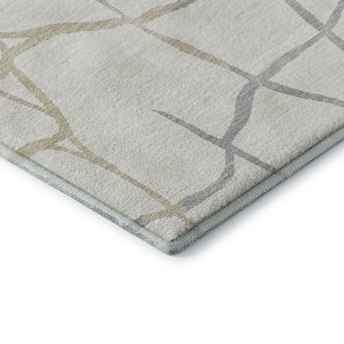 10' X 14' Abstract Geometric Washable Area Rug With UV Protection (682289) - Ivory / Taupe / Gray