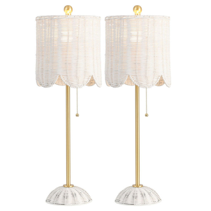 28" Table Lamps With Drum Shades (Set of 2) - White
