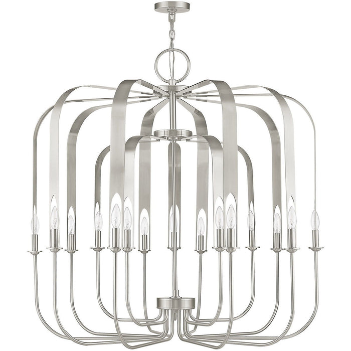 42" Multi Light Dimmable Chandelier With Shades - Nickel
