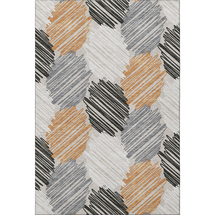 10' X 14' Geometric Washable Area Rug With UV Protection (708892) - Copper / Ivory / Gray