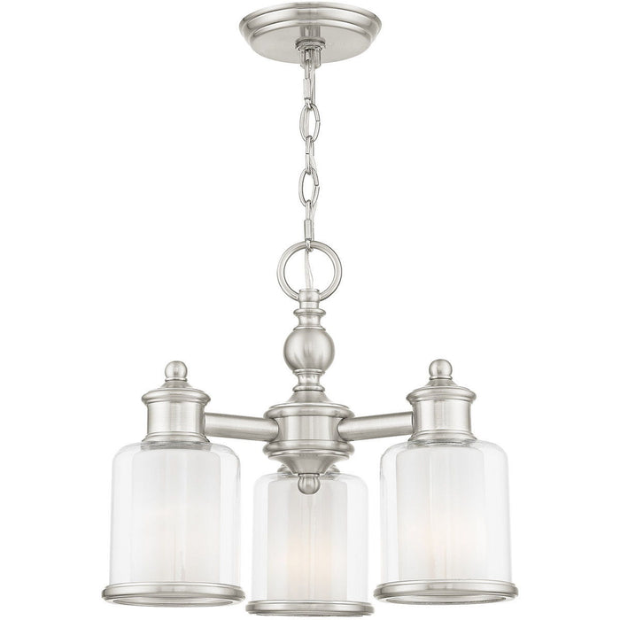 14'' Three Light Dimmable Chandelier With Shades - Nickel