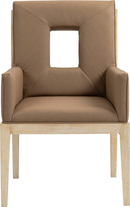 Gwendolyn - Faux Leather Dining Arm Chair With Natural Frame