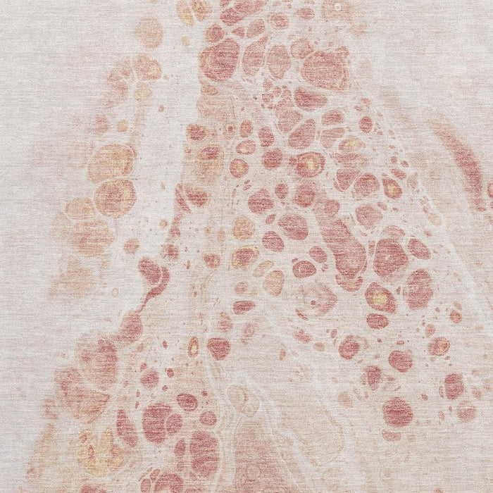 10' X 14' Abstract Washable Area Rug With UV Protection (708571) - Salmon / Ivory
