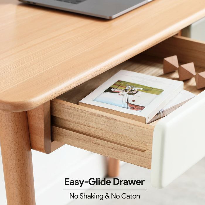 Giga large white and gray modern computer desk with two drawers, simple style, gap design for home office use