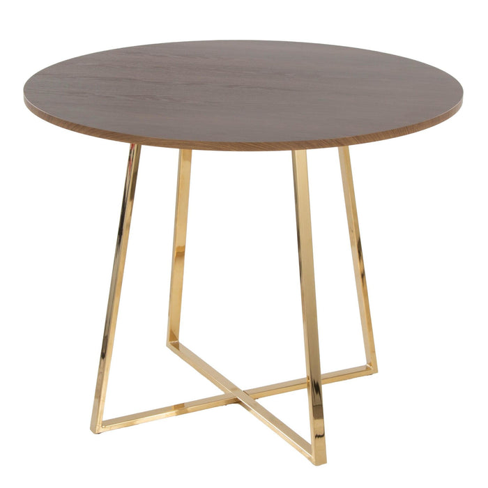 Cosmo - Canary Dining Table - Gold Metal And Walnut Wood