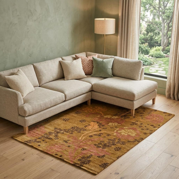 8' X 10' Wool Floral Hand Knotted Area Rug (744291) - Green / Brown / Orange