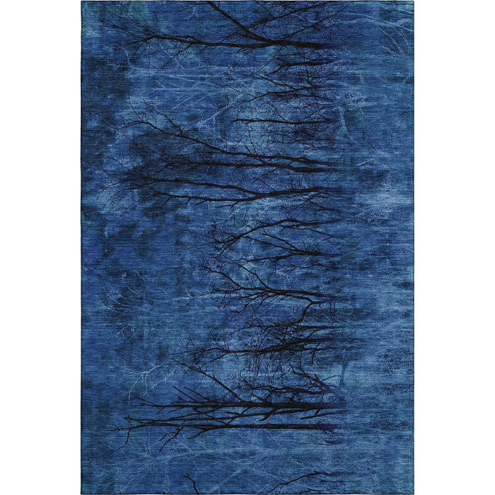 10' X 14' Floral Washable Area Rug With UV Protection (717278) - Blue / Charcoal