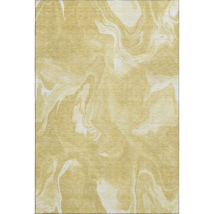 9' X 12' Abstract Washable Area Rug With UV Protection - Gold And Ivory