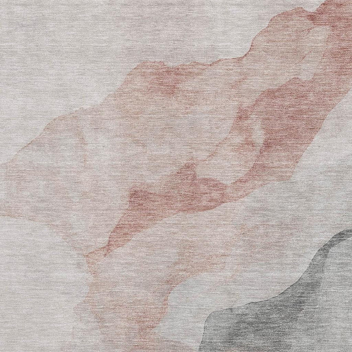 10' X 14' Abstract Washable Area Rug With UV Protection (718193) - Salmon / Gray