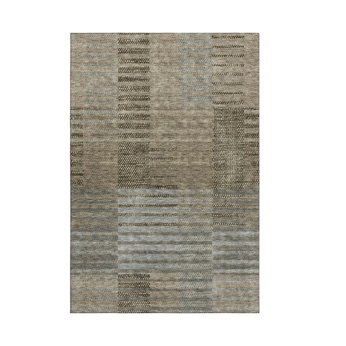 10' X 14' Striped Washable Area Rug With UV Protection (675678) - Taupe / Beige / Gray