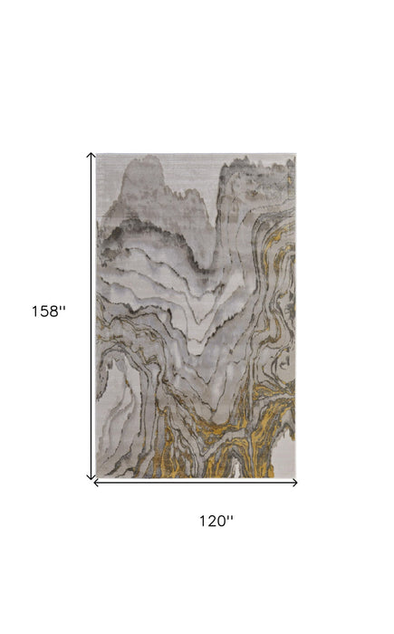 10' x 13.2' Abstract Area Rug - Gold And Ivory