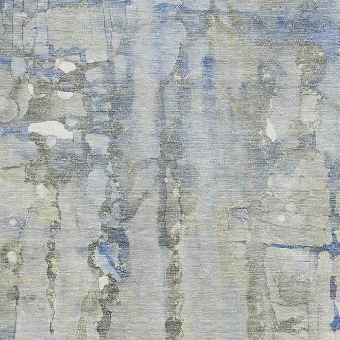 10' X 14' Abstract Washable Area Rug With UV Protection (718526) - Sky Blue / Gray