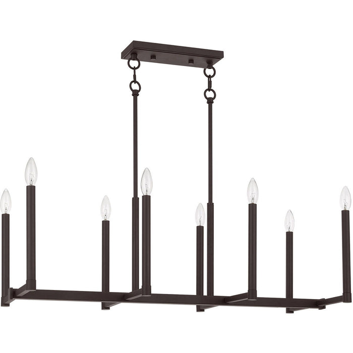 18'' Eight Light Dimmable Chandelier With Shades - Bronze