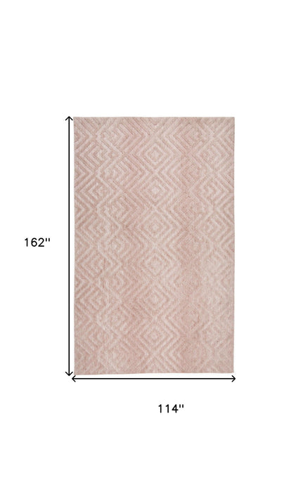 10' x 13' Geometric Stain Resistant Area Rug - Pink And Ivory