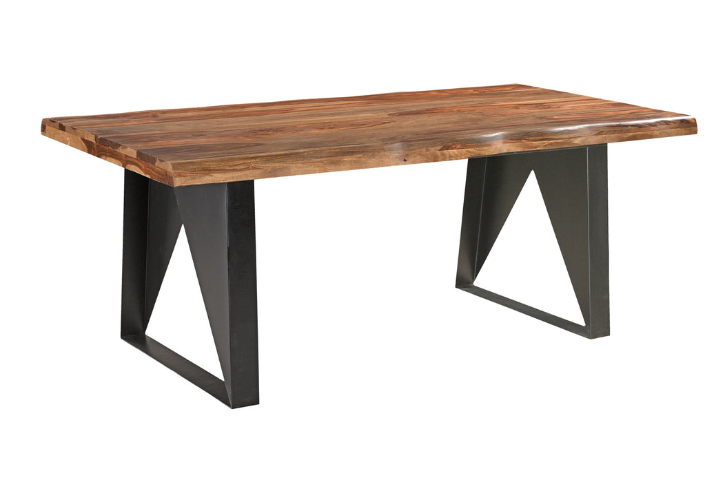 80" Solid Wood And Iron Live Edge Dining Table - Brown