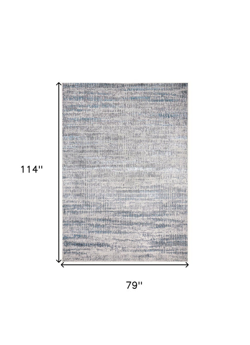 7' x 10' Abstract Stain Resistant Area Rug - Blue Gray And Ivory