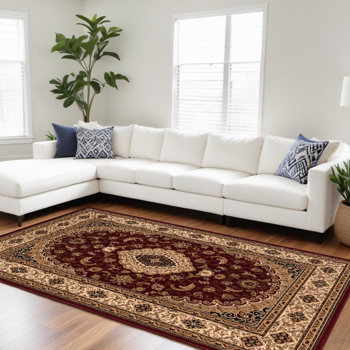 10' x 13' Oriental Distressed Area Rug - Red And Beige