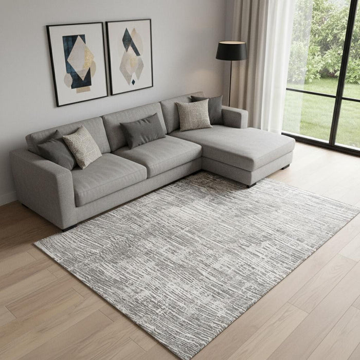 9' X 12' Abstract Non Skid Area Rug (551382) - Ivory / Gray