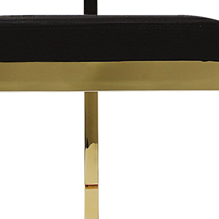 Velvet Metal Low Back Counter Height Bar Chair - Black / Gold