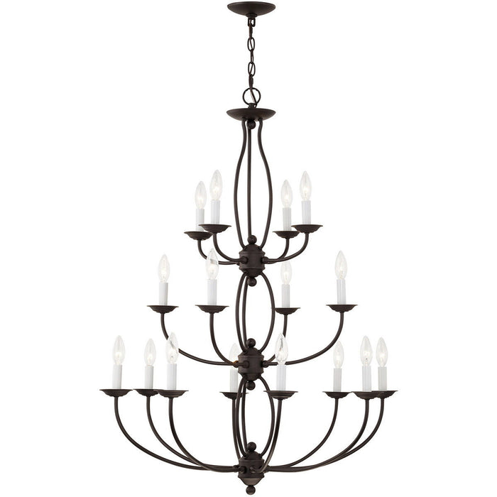 42" Multi Light Metal Dimmable Chandelier With Shades - Bronze