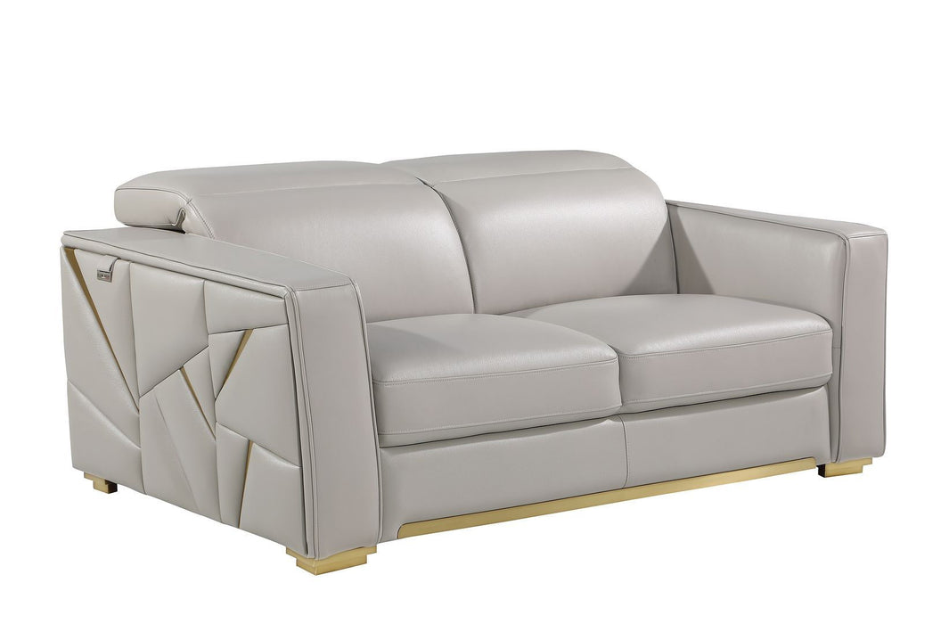 Italian Leather Loveseat (720480) - Dark Gray / Silver